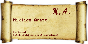 Miklics Anett névjegykártya